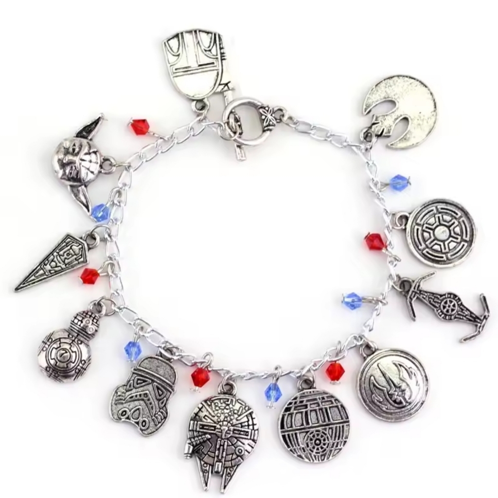 Star Wars Silver Bracelet With Red And Blue Charms 60$
